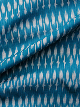 Teal Blue Grey Hand Weaved Ikat Mercerised Fabric Per Meter - F002F1438