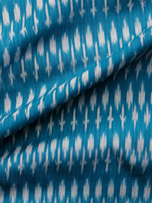 Teal Blue Grey Hand Weaved Ikat Mercerised Fabric Per Meter - F002F1438