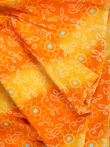 Yellow Orange White Bandhini Printed Cotton Fabric Per Meter - F001F2236