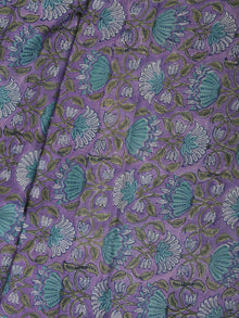 White Lavendar  Sea Green Hand Block Printed Cotton Fabric Per Meter - F001F2364