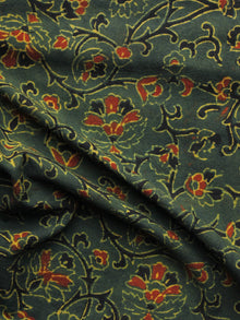 Green Rust Orange Yellow Ajrakh Hand Block Printed Cotton Blouse Fabric - BPA060