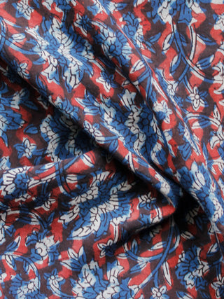 Indigo Black Red Ivory Hand Block Printed Cotton Fabric Per Meter - F001F1366