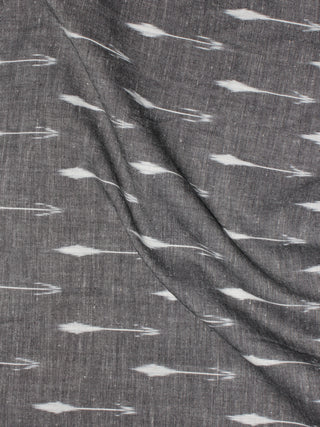Grey Ivory Pochampally Hand Weaved Ikat Fabric Per Meter - F0916748