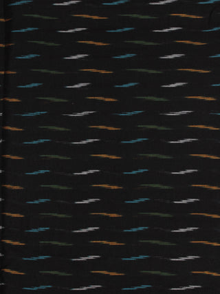 Black Multi Color Pochampally Hand Weaved Ikat Fabric Per Meter - F0916749