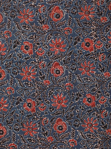 Indigo Red Black Beige Ajrakh Hand Block Printed Cotton Fabric Per Meter - F003F1770