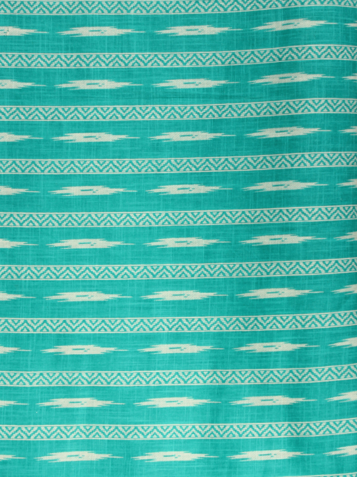 Sea Green White Block Printed Cotton Fabric Per Meter - F001F2194