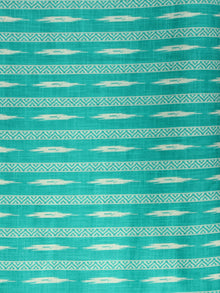 Sea Green White Block Printed Cotton Fabric Per Meter - F001F2194