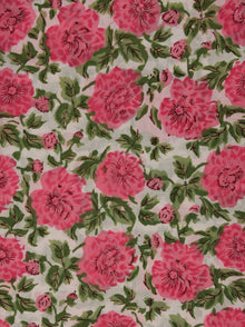 White Pink Green Hand Block Printed Cotton Fabric Per Meter - F001F2028