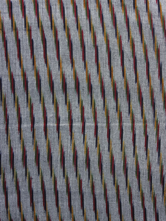 Grey Red Black  Pochampally Hand Weaved Ikat Fabric Per Meter - F003F1250
