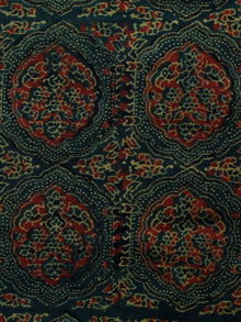 Pine Green Yellow Red Black Ajrakh Hand Block Printed Cotton Blouse Fabric - BPA0138
