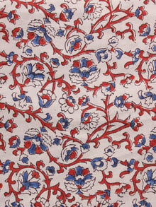Baby Pink Red Blue Ajrakh Hand Block Printed Cotton Blouse Fabric - BPA061