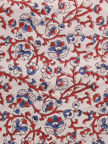 Baby Pink Red Blue Ajrakh Hand Block Printed Cotton Blouse Fabric - BPA061