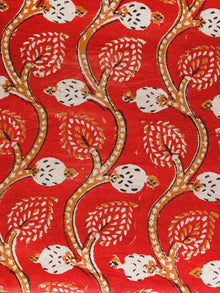 Red Beige Black Hand Block Printed Cotton Fabric Per Meter - F001F1367