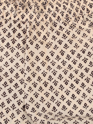 OffWhite Black Hand Block Printed Cotton Fabric Per Meter - F001F2473
