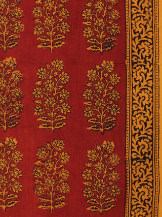 Rust Mustard Bagh Printed Cotton Fabric Per Meter - F005F2089