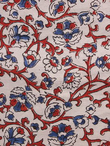 Baby Pink Red Blue Ajrakh Hand Block Printed Cotton Blouse Fabric - BPA061
