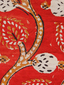 Red Beige Black Hand Block Printed Cotton Fabric Per Meter - F001F1367