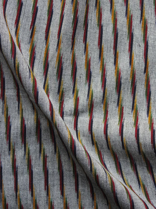 Grey Red Black  Pochampally Hand Weaved Ikat Fabric Per Meter - F003F1250