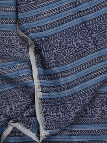 Blue Purple White Hand Block Printed Cotton Fabric Per Meter - F001F2368