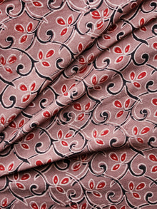 Light Brown Red Black Ajrakh Hand Block Printed Cotton Fabric Per Meter - F003F1612