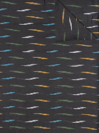 Black Multi Color Pochampally Hand Weaved Ikat Fabric Per Meter - F0916749