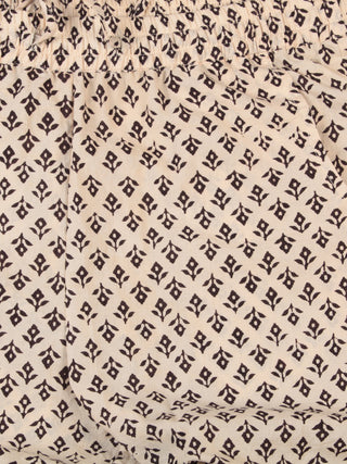 OffWhite Black Hand Block Printed Cotton Fabric Per Meter - F001F2473