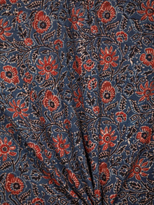 Indigo Red Black Beige Ajrakh Hand Block Printed Cotton Fabric Per Meter - F003F1770