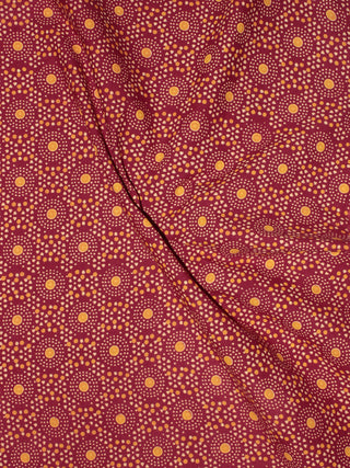Maroon Orange Block Printed Cotton Fabric Per Meter - F0916707
