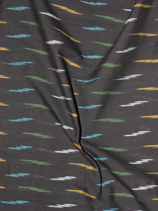 Black Multi Color Pochampally Hand Weaved Ikat Fabric Per Meter - F0916749