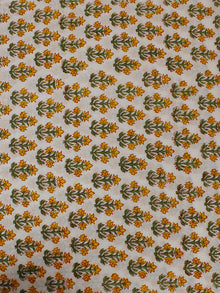 White Multi Color Hand Block Printed Cotton Cambric Fabric Per Meter - F0916134