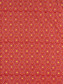 Red Orange Block Printed Cotton Fabric Per Meter - F0916708