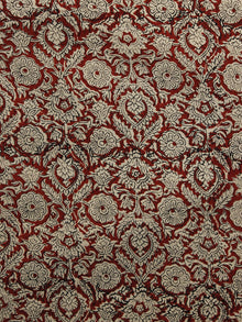 Beige Maroon Black Hand Block Printed Cotton Fabric Per Meter - F001F1084