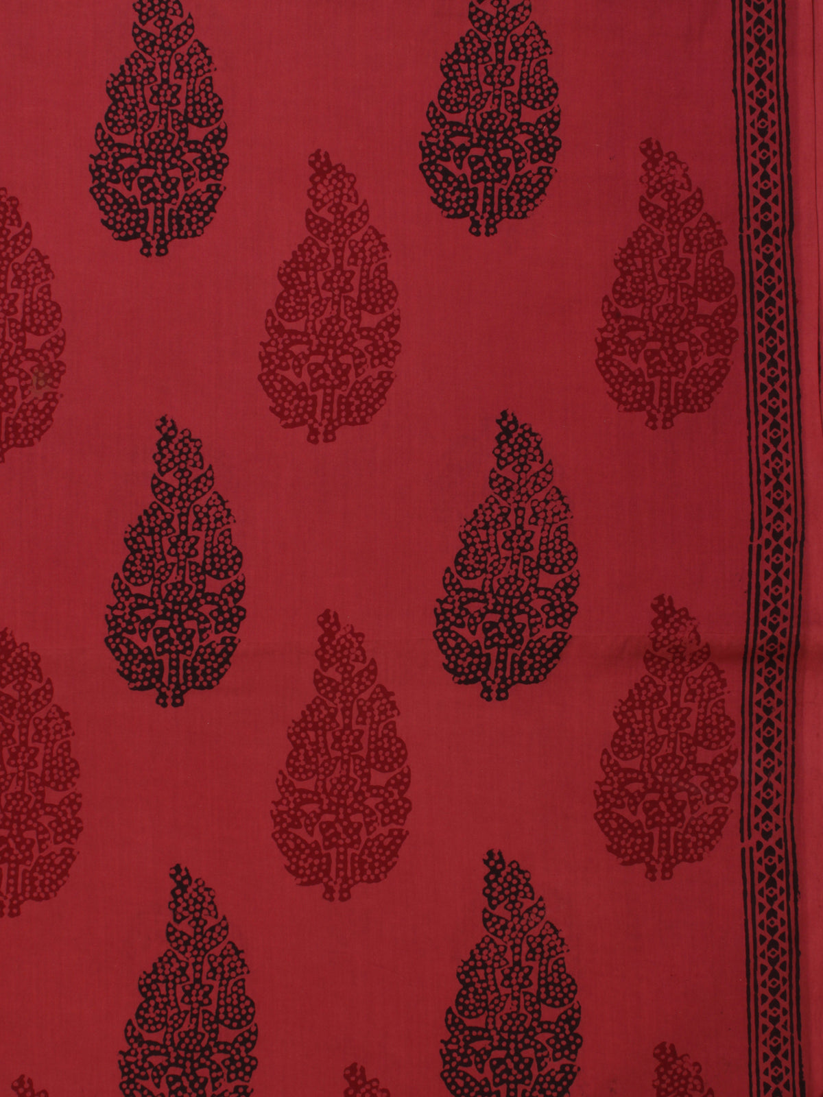 Magenta Pink Red Black Bagh Printed Cotton Fabric Per Meter - F005F2090