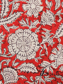 Red Beige Black Hand Block Printed Cotton Fabric Per Meter - F001F1368