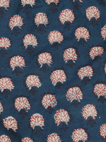 Indigo OffWhite Red Hand Block Printed Cotton Fabric Per Meter - F001F2474