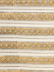 Ivory Mustard Grey Hand Block Printed Cotton Fabric Per Meter - F001F2195