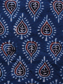 Indigo White Black Maroon Ajrakh Hand Block Printed Cotton Blouse Fabric - BPA0142