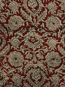 Beige Maroon Black Hand Block Printed Cotton Fabric Per Meter - F001F1084