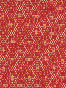 Red Orange Block Printed Cotton Fabric Per Meter - F0916708