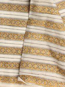 Ivory Mustard Grey Hand Block Printed Cotton Fabric Per Meter - F001F2195
