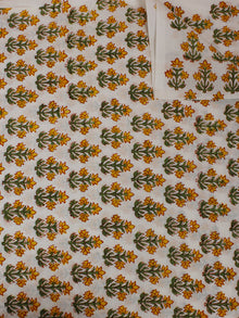 White Multi Color Hand Block Printed Cotton Cambric Fabric Per Meter - F0916134