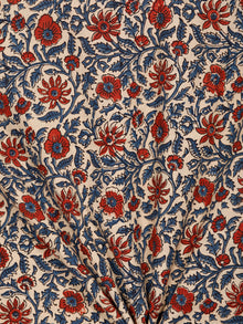 Beige Red Indigo Black Ajrakh Hand Block Printed Cotton Fabric Per Meter - F003F1772