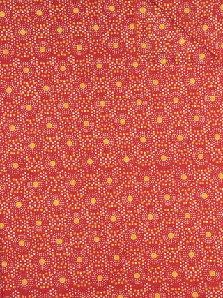 Red Orange Block Printed Cotton Fabric Per Meter - F0916708