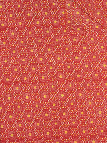 Red Orange Block Printed Cotton Fabric Per Meter - F0916708