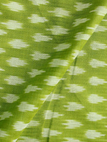 Lemon Green Ivory Pochampally Hand Weaved Ikat Mercerised Cotton Fabric Per Meter - F002F1982