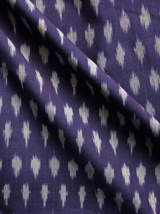 Indigo Grey Pochampally Hand Weaved Ikat Mercerised  Fabric Per Meter - F002F1439