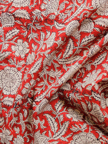 Red Beige Black Hand Block Printed Cotton Fabric Per Meter - F001F1368