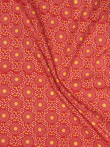 Red Orange Block Printed Cotton Fabric Per Meter - F0916708