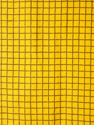 Yellow Black Hand Block Printed Cotton Fabric Per Meter - F001F1939