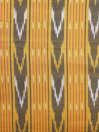 Yellow grey Pink Pochampally Hand Weaved Ikat Fabric Per Meter - F003F1247
